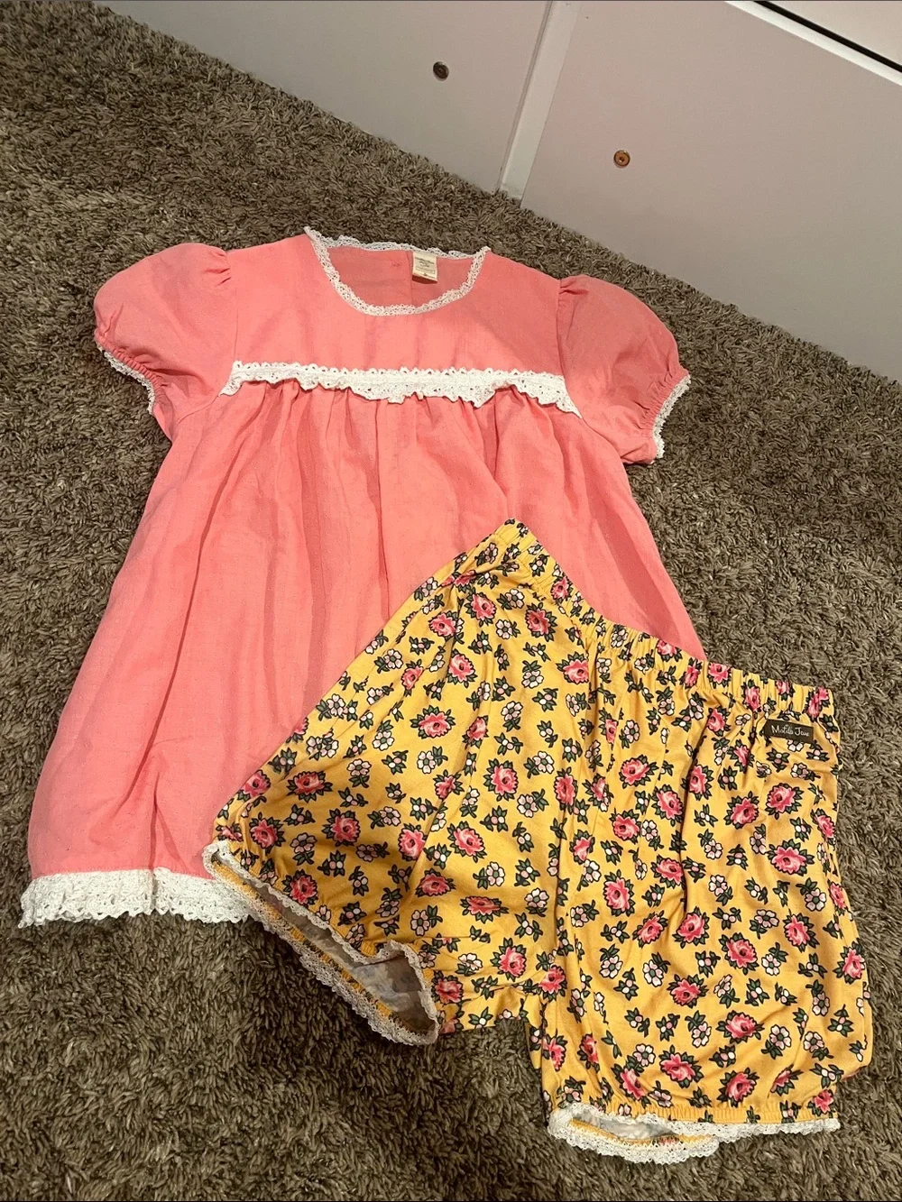Matilda Jane Coral Pink with Yellow Floral Shorts Pajama Set (REMOVING SOON)